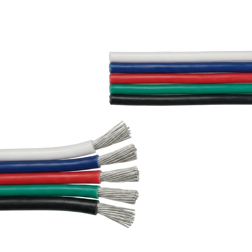 Câble RGBW 20m 1,2mm² - 5 fils (16AWG), 12V-24V pour ruban LED