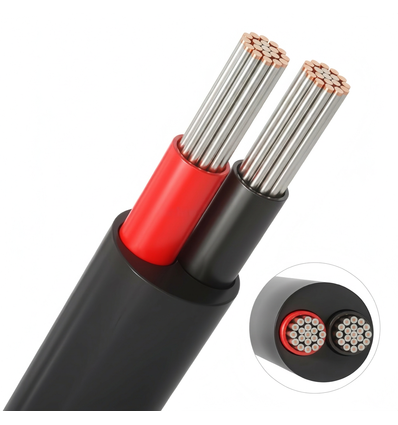 5m Câble rouge/noir, noir rond - 2x0,35mm², 12V-24V, pour ruban LED
