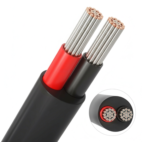 10m Câble rouge/noir, noir rond - 2x0,35mm², 12V-24V, pour ruban LED