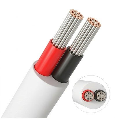 10m Câble rouge/noir, blanc rond - 2x0,35mm², 12V-24V, pour ruban LED
