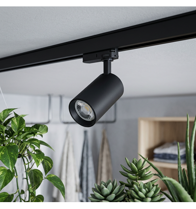 Spot sur rail triphasé GU10 Madara Altro - Noir, sans source lumineuse