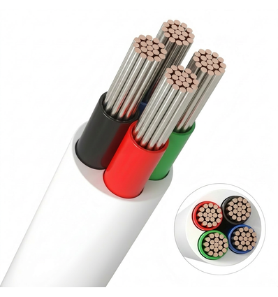 Câble RGB 10m, blanc rond - 4x0,35mm², 12V-24V pour ruban LED