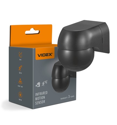 Détecteur de mouvement et de lumière PIR 800W - IP44, noir