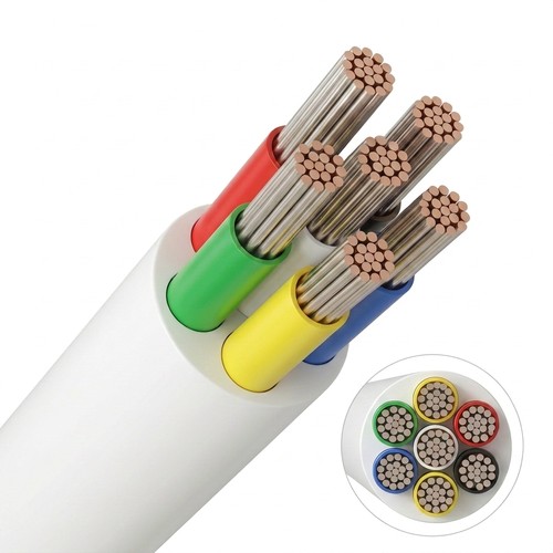Câble RGB+CCT 5m, blanc rond - 6x0,35mm², 12V-24V pour ruban LED