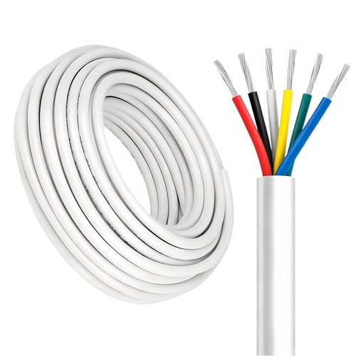 Câble RGB+CCT 100m, blanc rond - 6x0,35mm², 12V-24V pour ruban LED