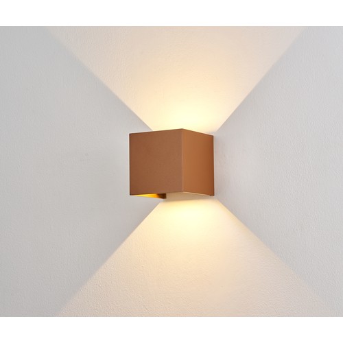 Applique 6W CUBIC PRO dimmable - IP65, Corten, repiquable, réglable, carrée, haut/bas, intérieur/extérieur, source incl.