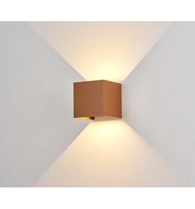 Applique 6W CUBIC PRO dimmable - IP65, Corten, repiquable, réglable, carrée, haut/bas, intérieur/extérieur, source incl.