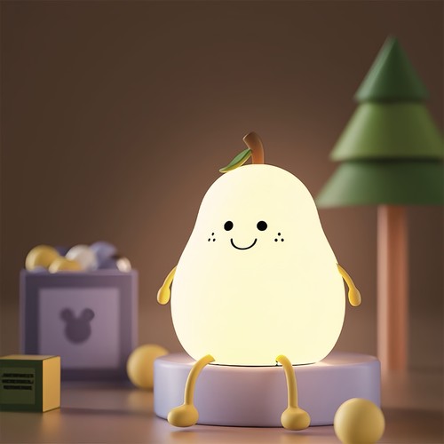Veilleuse Poire MOCHI en silicone souple - rechargeable, changement de couleur + blanc chaud