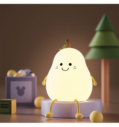 Veilleuse Poire MOCHI en silicone souple - rechargeable, changement de couleur + blanc chaud
