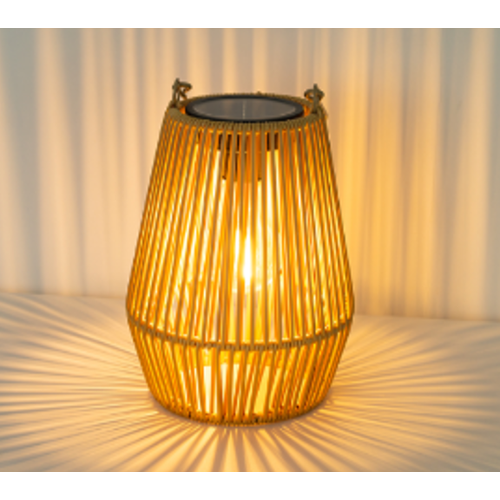 Lanterne Solaire en Rotin – Lampe de Jardin Bohème avec Allumage Automatique, IP44