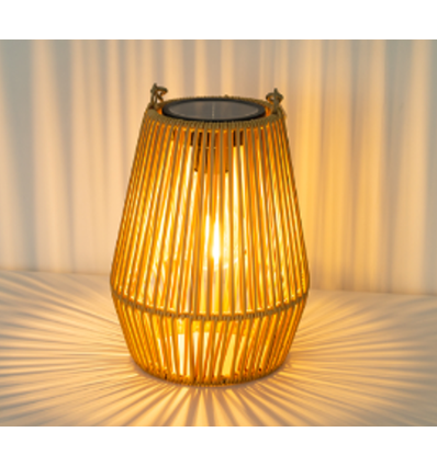 Lanterne Solaire en Rotin – Lampe de Jardin Bohème avec Allumage Automatique, IP44