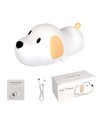 Veilleuse chiot MOCHI en silicone souple - rechargeable, blanc chaud/neutre