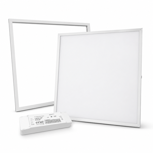 Dalle 60x60 Troldtekt + cadre à ressorts - Hauteur: 12,5mm, kit complet avec driver dimmable, 36W