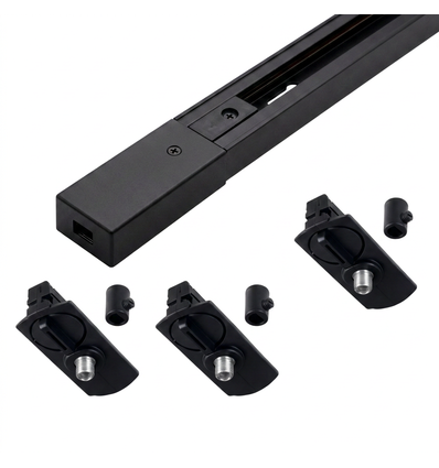 Kit rail PENDEL monophasé - 2m, noir, 3 douilles