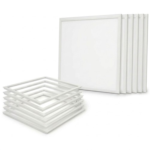 6x 60x60 Panneau Troldtekt + cadre à ressorts - Hauteur : 9mm, Kit complet, 36W