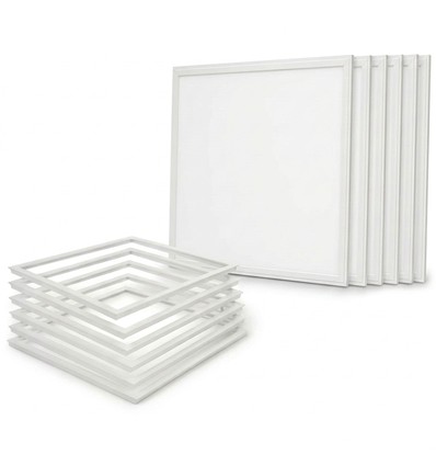 6x 60x60 Panneau Troldtekt + cadre à ressorts - Hauteur : 9mm, Kit complet, 36W