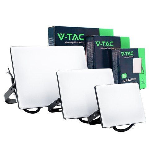 Lot de 3 projecteurs CCT 30W, 50W et 100W - 3 couleurs de lumière, face dépolie, lampe de chantier, extérieur