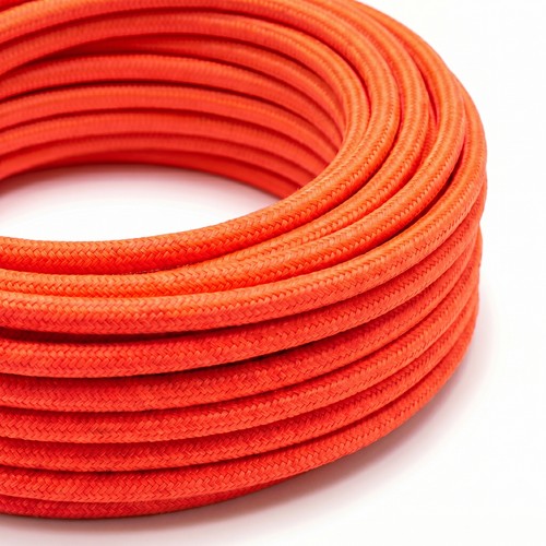 5m Câble textile 2x0.75 mm², tissu - 230V, Orange Néon