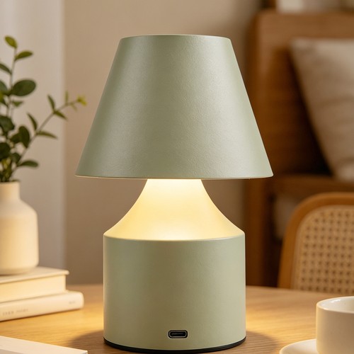 Lampe de table LED rechargeable - Vert, tactile dimmable, 3en1, IP20