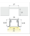 Éclairage LED pour placard 1 mètre - 6 mm de hauteur, 12V DC, 9W, avec embout