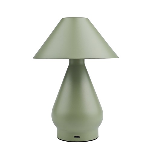 Lampe de table LED rechargeable - Vert, Ø16cm, H 21,5cm, tactile dimmable, 3en1, IP20