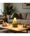 Lampe de table LED rechargeable - Vert, Ø16cm, H 21,5cm, tactile dimmable, 3en1, IP20