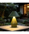 Lampe de table LED rechargeable - Vert, Ø16cm, H 21,5cm, tactile dimmable, 3en1, IP20