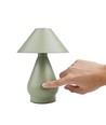 Lampe de table LED rechargeable - Vert, Ø16cm, H 21,5cm, tactile dimmable, 3en1, IP20