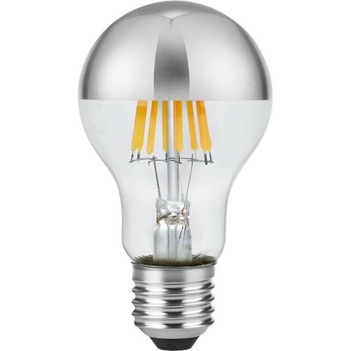Ampoule LED E27 6,5W dimmable - Calotte argentée, A60, filament, 2500K, finition argent