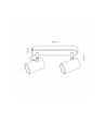Double spot mural/plafonnier GU10 - Pour 2 ampoules GU10, blanc, sans source lumineuse