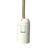 Suspension cylindre MALM E14 or/bois - câble 2m, avec rosace, sans source lumineuse