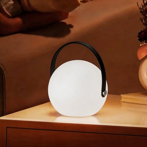 Lampe de table LED RGB rechargeable Ø13cm - Blanc, télécommande incluse, IP54 extérieur
