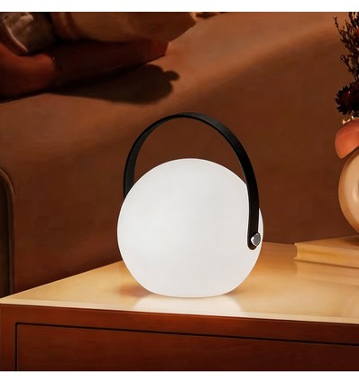 Lampe de table LED RGB rechargeable Ø13cm - Blanc, télécommande incluse, IP54 extérieur