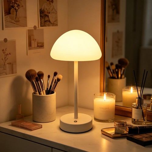 Lampe de table LED rechargeable Intérieur/Extérieur - Blanc, tactile dimmable, 3-en-1, IP20