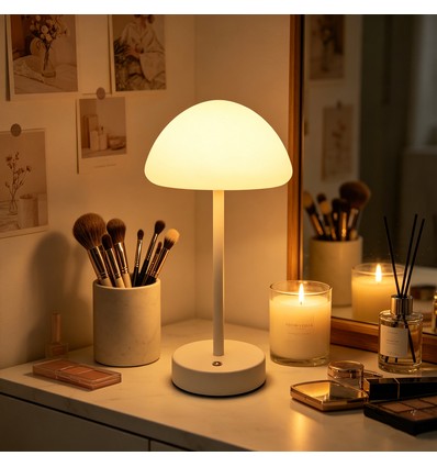 Lampe de table LED rechargeable Intérieur/Extérieur - Blanc, tactile dimmable, 3-en-1, IP20