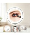 Miroir de maquillage avec LED intégrées - 3xAAA, ventouse et bras