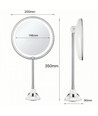 Miroir de maquillage LED - 3xAAA, gradation continue, ventouse et extension
