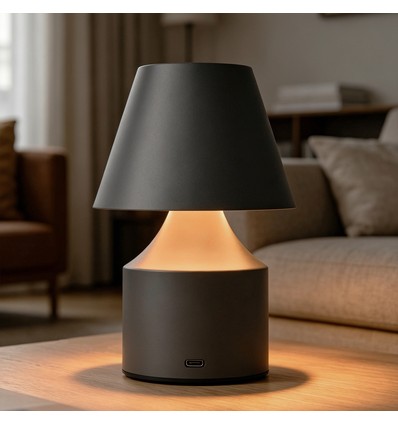 Lampe de table LED rechargeable - Gris, tactile dimmable, 3en1, IP20