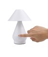 Lampe de table LED rechargeable - Blanc, Ø16cm, H 21,5cm, tactile dimmable, 3en1, IP20