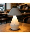 Lampe de table LED rechargeable - Blanc, Ø16cm, H 21,5cm, tactile dimmable, 3en1, IP20