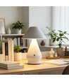Lampe de table LED rechargeable - Blanc, Ø16cm, H 21,5cm, tactile dimmable, 3en1, IP20