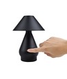 Lampe de table LED rechargeable - Noir, Ø16cm, h 21,5cm, tactile dimmable, 3en1, IP20