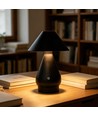 Lampe de table LED rechargeable - Noir, Ø16cm, h 21,5cm, tactile dimmable, 3en1, IP20