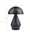 Lampe de table LED rechargeable - Noir, Ø15cm, H 22cm, tactile dimmable, 3-en-1, IP20