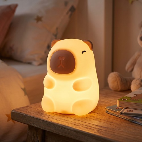 Veilleuse Capybara MOCHI en silicone souple - rechargeable, changement de couleur + blanc chaud