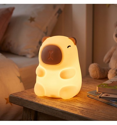 Veilleuse Capybara MOCHI en silicone souple - rechargeable, changement de couleur + blanc chaud