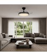 Plafonnier LED 60W avec ventilateur - CCT, noir, télécommande incluse