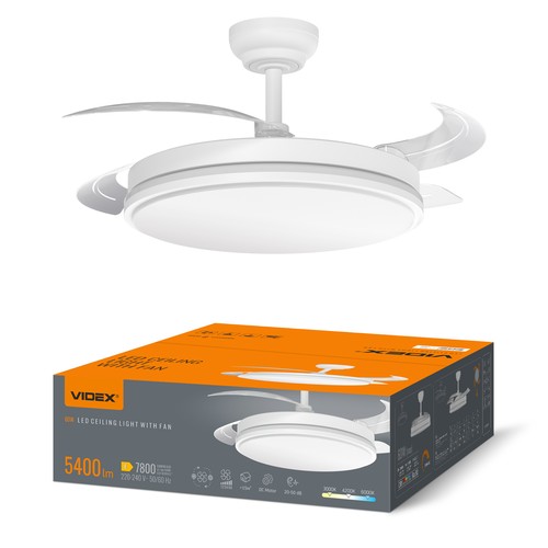 Plafonnier LED 60W avec ventilateur - CCT, blanc, télécommande incluse