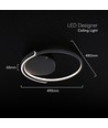Plafonnier LED V-Tac 70W dimmable - CCT 3-en-1, noir, télécommande incluse, Ø50cm