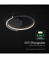 Plafonnier LED V-Tac 70W dimmable - CCT 3-en-1, noir, télécommande incluse, Ø50cm